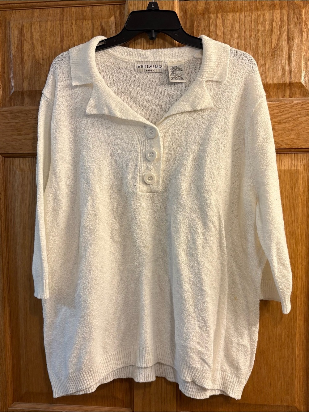 White Stag Women's Size 4X White Knit 3/4 Sleeve Sweater/Top
